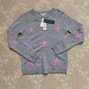 NWT Philosophy Soft Grey Cashmere Sweater Pink Stars XS & S